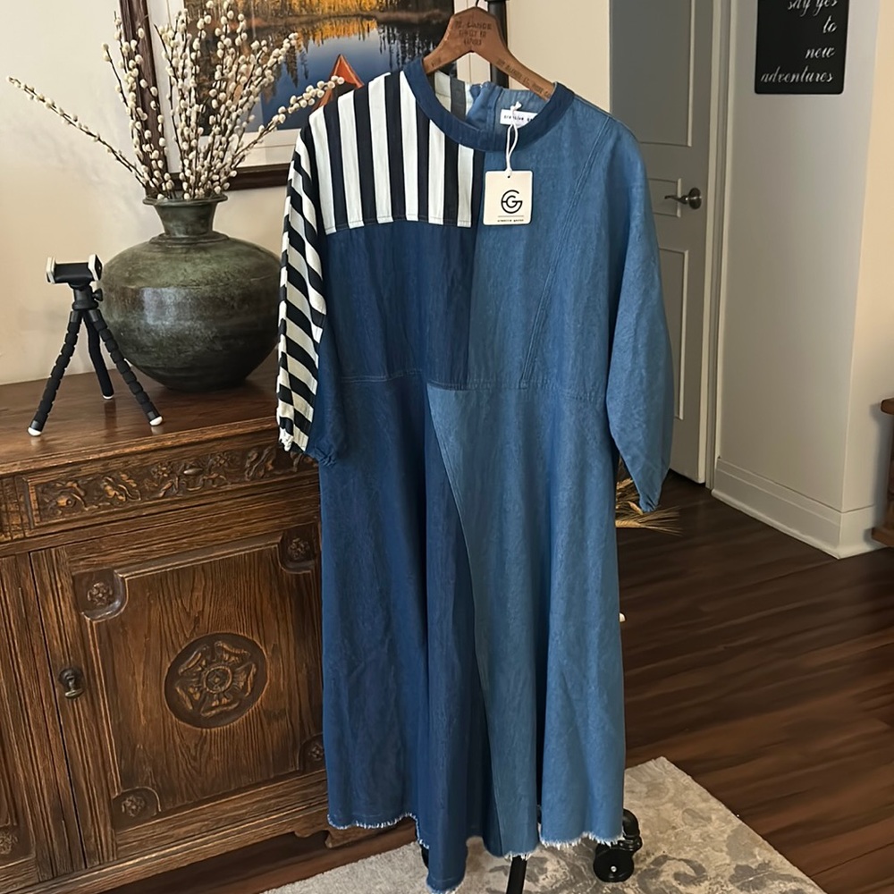 NWT Creative Genius Patchwork Denim Dress